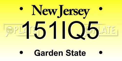 151IQ5 New Jersey License Plate