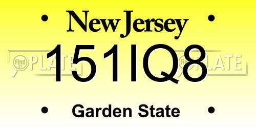 151IQ8 New Jersey License Plate