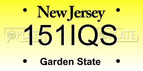 151IQS New Jersey License Plate