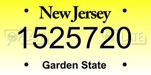 1525720 New Jersey License Plate