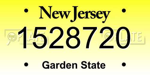 1528720 New Jersey License Plate
