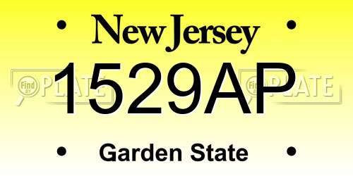 1529AP New Jersey License Plate
