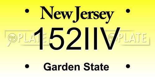 152IIV New Jersey License Plate