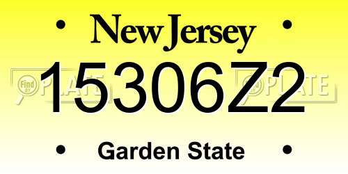 15306Z2 New Jersey License Plate