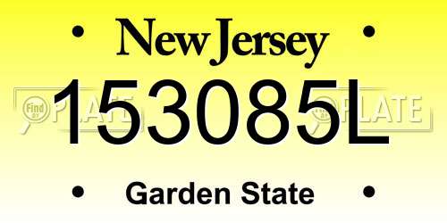 153085L New Jersey License Plate
