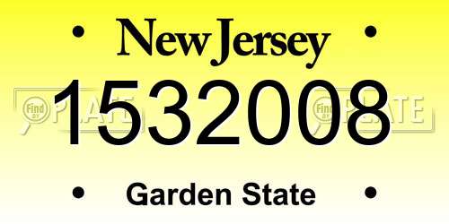 1532008 New Jersey License Plate
