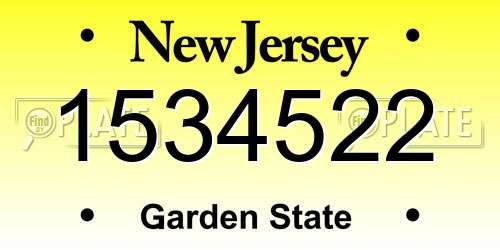 1534522 New Jersey License Plate