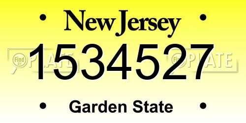 1534527 New Jersey License Plate