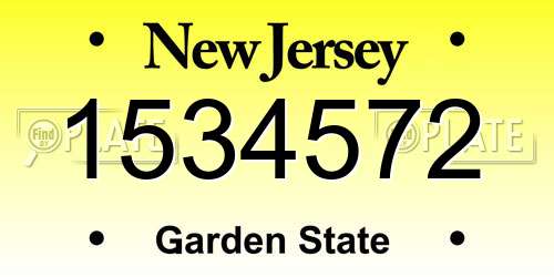 1534572 New Jersey License Plate