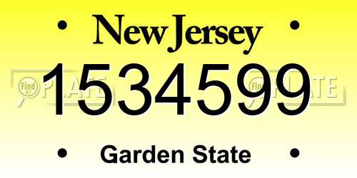 1534599 New Jersey License Plate