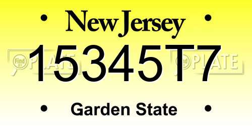 15345T7 New Jersey License Plate