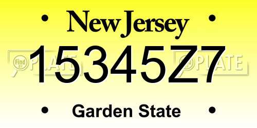 15345Z7 New Jersey License Plate
