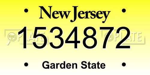 1534872 New Jersey License Plate