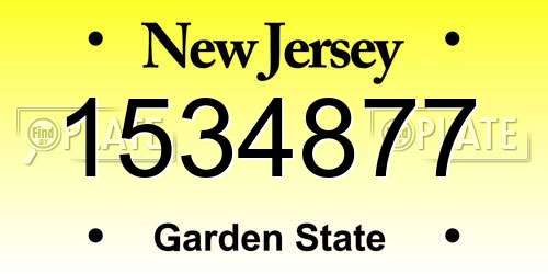 1534877 New Jersey License Plate