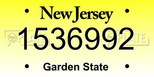 1536992 New Jersey License Plate