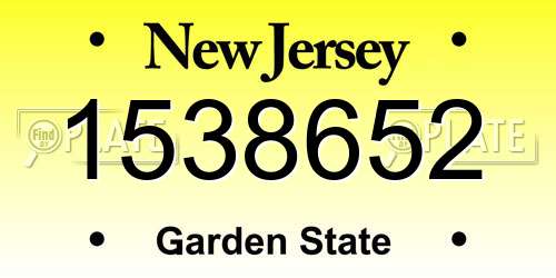 1538652 New Jersey License Plate