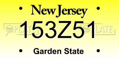 153Z51 New Jersey License Plate