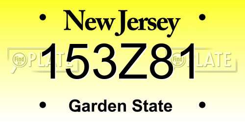153Z81 New Jersey License Plate