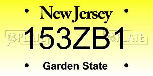 153ZB1 New Jersey License Plate