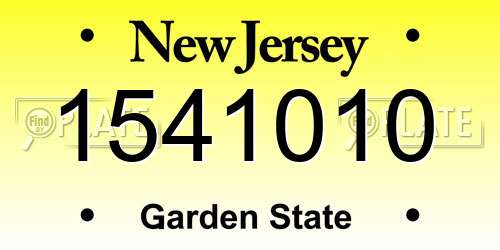 1541010 New Jersey License Plate