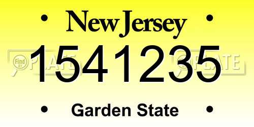 1541235 New Jersey License Plate