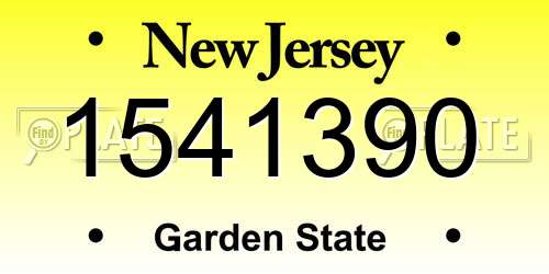 1541390 New Jersey License Plate