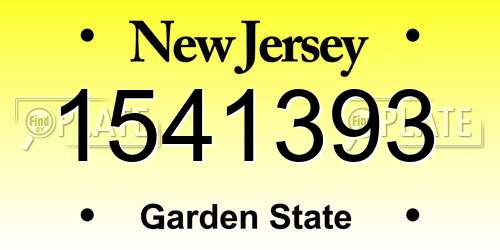 1541393 New Jersey License Plate