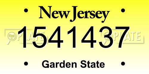 1541437 New Jersey License Plate