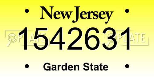 1542631 New Jersey License Plate