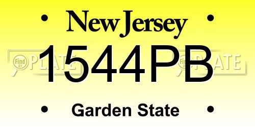 1544PB New Jersey License Plate