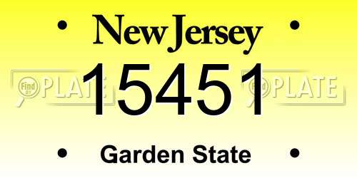 15451 New Jersey License Plate