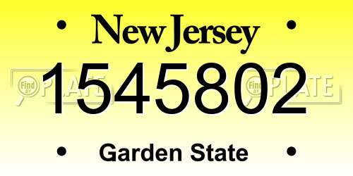1545802 New Jersey License Plate