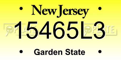 15465L3 New Jersey License Plate