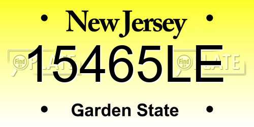 15465LE New Jersey License Plate