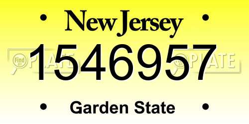 1546957 New Jersey License Plate