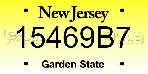 15469B7 New Jersey License Plate