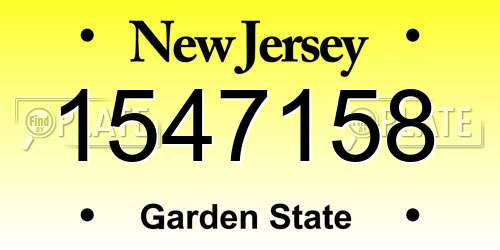 1547158 New Jersey License Plate