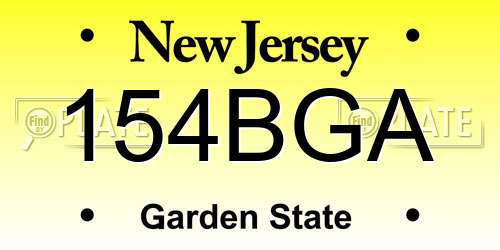 154BGA New Jersey License Plate
