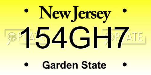 154GH7 New Jersey License Plate