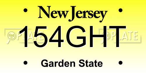 154GHT New Jersey License Plate