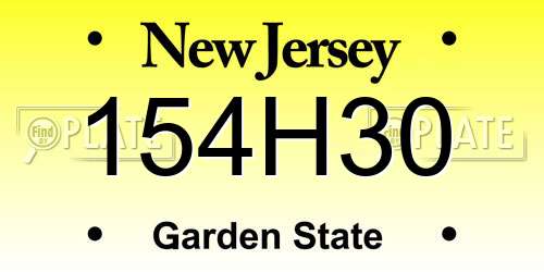 154H30 New Jersey License Plate