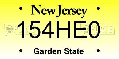 154HE0 New Jersey License Plate