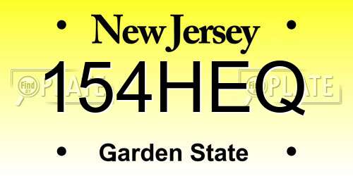 154HEQ New Jersey License Plate