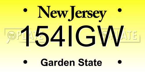 154IGW New Jersey License Plate