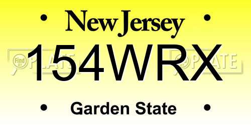 154WRX New Jersey License Plate