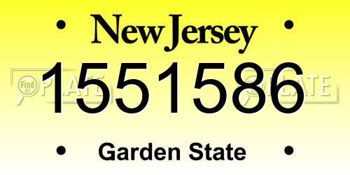 1551586 New Jersey License Plate