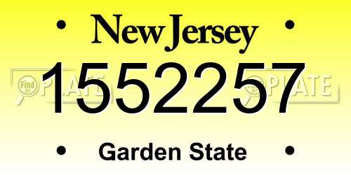 1552257 New Jersey License Plate