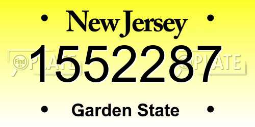 1552287 New Jersey License Plate