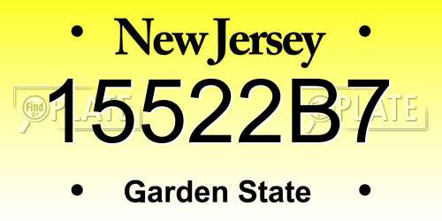 15522B7 New Jersey License Plate