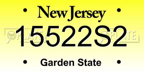 15522S2 New Jersey License Plate
